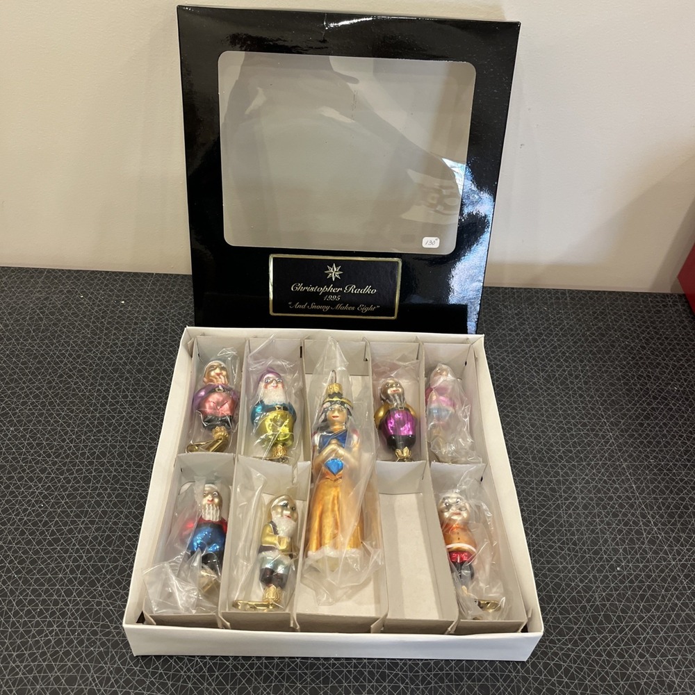 Vtg Christopher Radko Rareโ 1995 And Snowy Make 8 Ornament, 7 Dwarves Snow White